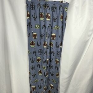 Star Wars Mandalorian Blue Elastic Waist Draw String Lounge Pants Size Medium
